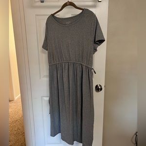 Isabel maternity shirt sleeve tie waist dress in grey
